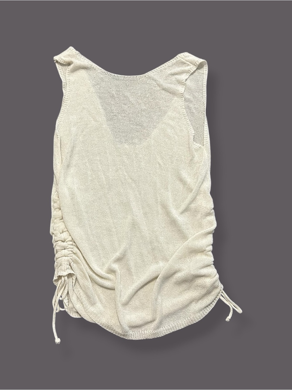 Women’s Cream Side-Ruched Knit Swim Coverup